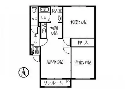 リッチハウスA(2DK/2階)の間取り写真