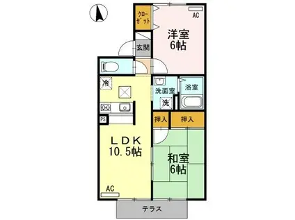 セレーノ岡本B棟(2LDK/1階)の間取り写真