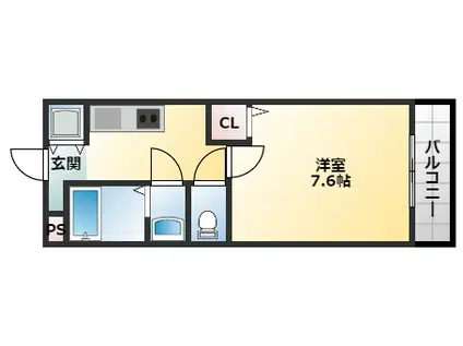 リバーサイド金岡III番館(1K/2階)の間取り写真