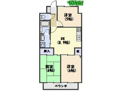 CENTURY HIGHLAND(3DK/13階)の間取り写真