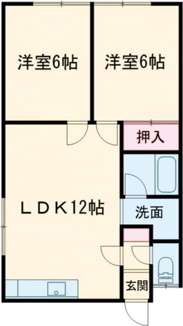 リヴェール美原A(2LDK/2階)の間取り写真