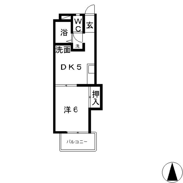 美和ハイツ(1DK/3階)の間取り写真