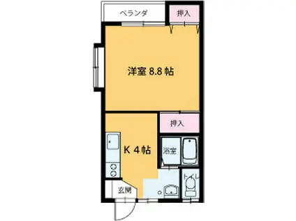 カームレジデンス6(1K/1階)の間取り写真