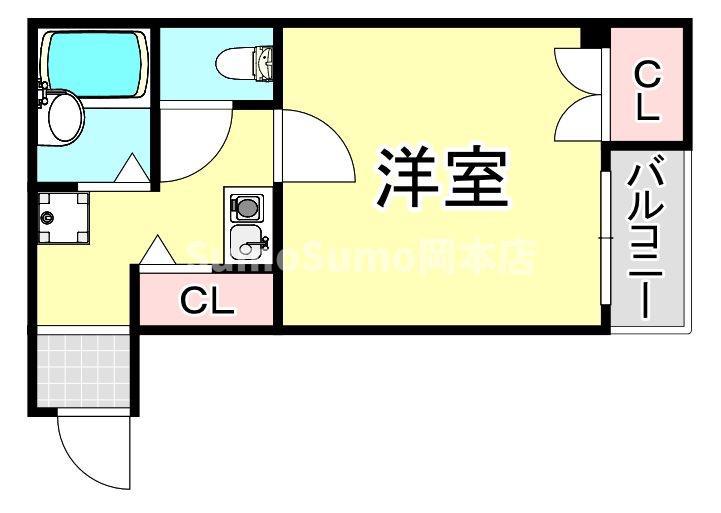 ブロスコート住吉(1K/2階)の間取り写真
