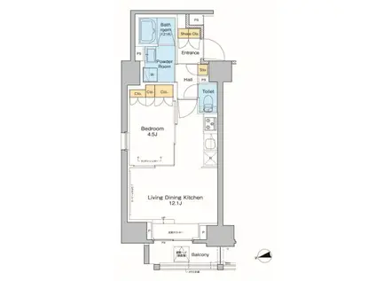 プラウドフラット西早稲田(1LDK/5階)の間取り写真