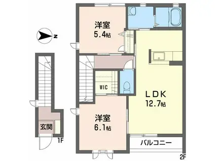 シャーメゾン鴨島A(2LDK/2階)の間取り写真