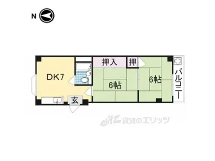 ロイヤル南生駒(2DK/1階)の間取り写真