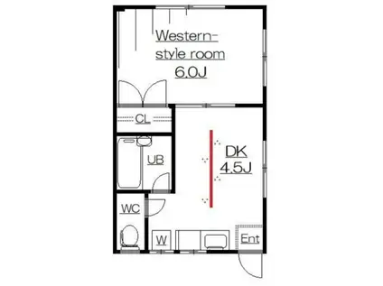 プラムハイツ(1DK/1階)の間取り写真