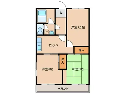 メゾンシルフィード(3K/2階)の間取り写真