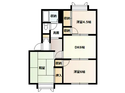プランドールタナカII(3DK/1階)の間取り写真