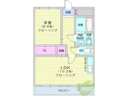 グランディール泰英2号館(1LDK/2階)の間取り写真
