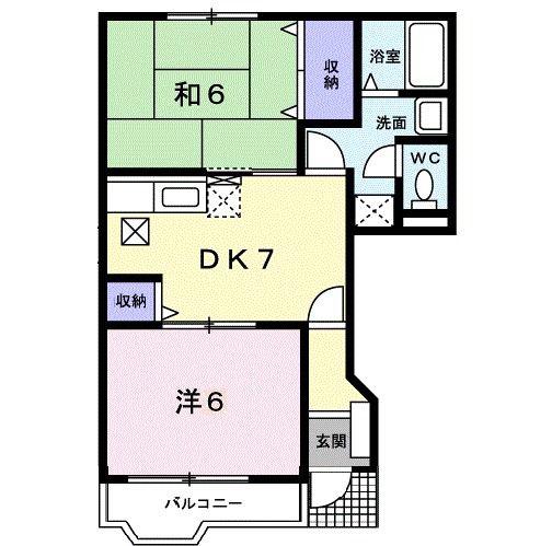 リバーストーン(2DK/1階)の間取り写真