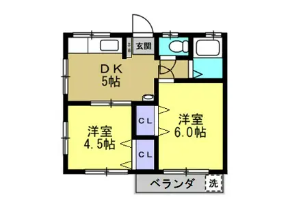 松原コーポ(2DK/1階)の間取り写真