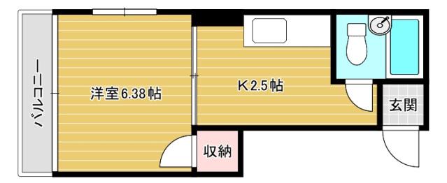 古葉ビル(1K/3階)の間取り写真