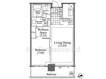 芝浦アイランド ブルームタワー(1SLDK/37階)の間取り写真