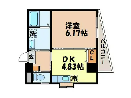 ラトゥール II(1DK/9階)の間取り写真