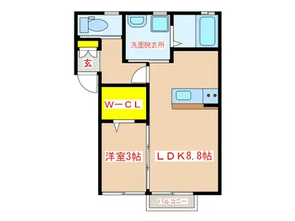 URANUSA(1LDK/2階)の間取り写真