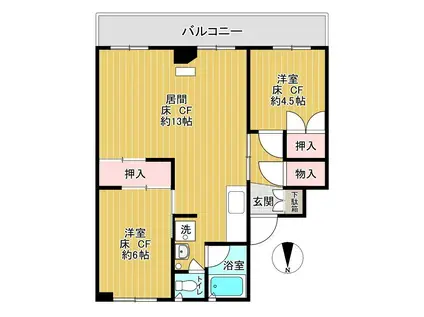 ビレッジハウス双葉2号棟(2LDK/1階)の間取り写真