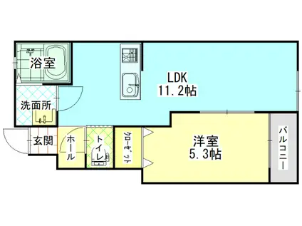 フォレスト庭瀬(1LDK/1階)の間取り写真