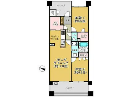 ライオンズガーデン千種アーススクエア(2LDK/3階)の間取り写真