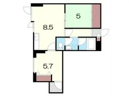 田房ビル(2LDK/2階)の間取り写真