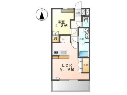 ファインパストラルII(1LDK/2階)の間取り写真