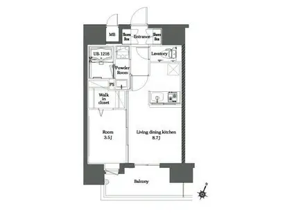 エンクレスト博多MATE(1LDK/2階)の間取り写真