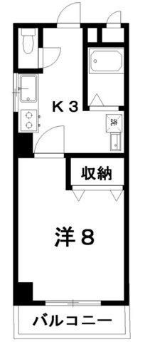 レジデンス山手(1K/4階)の間取り写真
