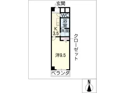 セントラルコート(1K/2階)の間取り写真