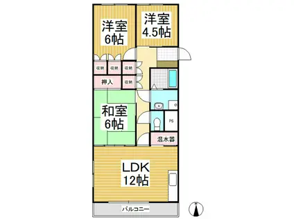 グランドハイツ白銀(3LDK/1階)の間取り写真