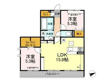 サン・メゾン小山中央(2LDK/1階)の間取り写真