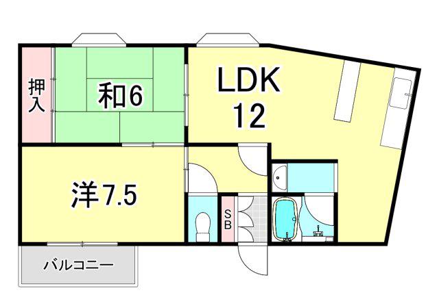 東洋ビル(2LDK/3階)の間取り写真
