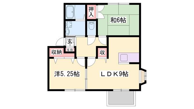 ソレイユ(2LDK/2階)の間取り写真