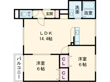 CHOCOLAT(2LDK/2階)の間取り写真