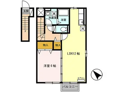 グランモアKYOEI A(1LDK/2階)の間取り写真