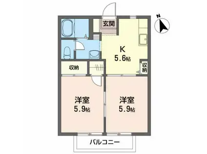 モンシェールI(2K/2階)の間取り写真