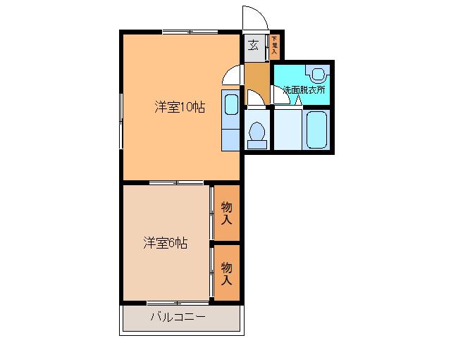 コーポ愛生(1LDK/2階)の間取り写真
