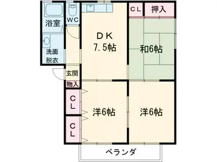 コスモス(3DK/2階)の間取り写真