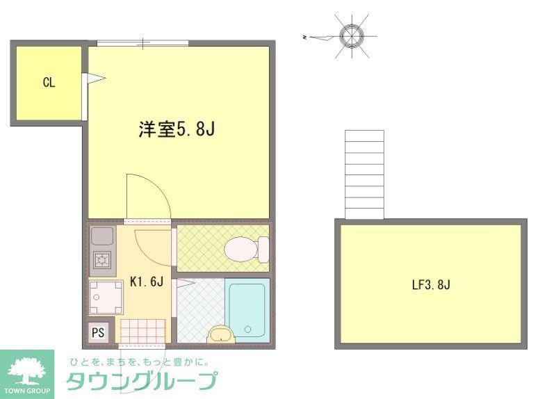 WELL BEING江北(1K/3階)の間取り写真