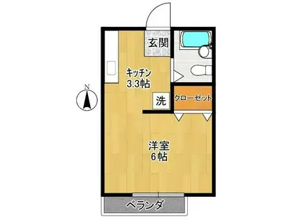 スカイハイツ(1K/2階)の間取り写真