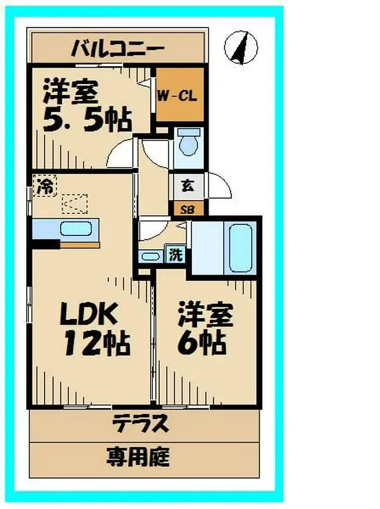 ジュヴァンセルB 1階階 間取り