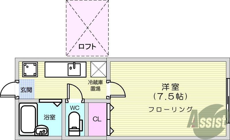 ホワイトキャッスル南小泉ビレジB棟(1K/1階)の間取り写真