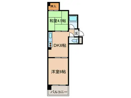 シャトー安藤(2DK/5階)の間取り写真