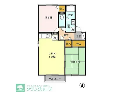 タウンホーム楓・葵(2LDK/2階)の間取り写真