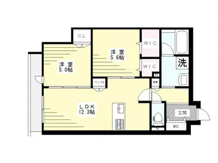 イリュージア(2LDK/1階)の間取り写真