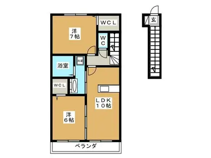 ピノラソ(2LDK/2階)の間取り写真