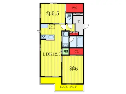 ヴァンドール志村(2LDK/2階)の間取り写真