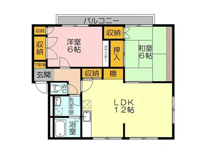 メゾンドパルテール B棟(2LDK/2階)の間取り写真