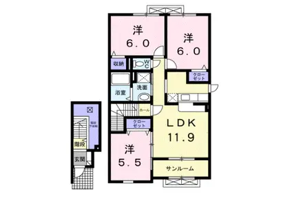 メゾンビューII(3LDK/2階)の間取り写真