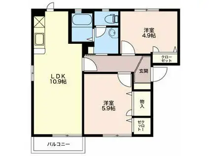 シャーメゾンIWAI-B(2LDK/2階)の間取り写真